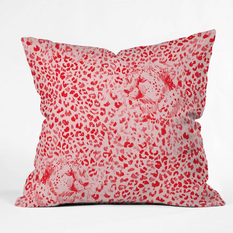 16&#34;x16&#34; State Cheetah Sketch Pattern Glow Throw Pillow Red - Deny Designs, 1 of 6