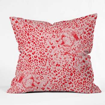 16"x16" State Cheetah Sketch Pattern Glow Throw Pillow Red - Deny Designs