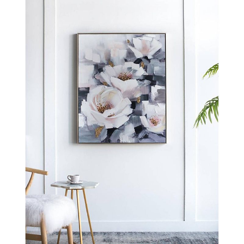 32.5&#34;x40&#34; Blooming White Florals Hand Painted Champagne Framed Wall Art Blue - A&#38;B Home, 4 of 20