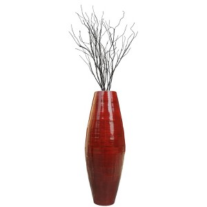 Uniquewise Bamboo Cylinder Shaped Floor Vase - Handcrafted Tall Decorative Vase - Ideal for Dining Room, Living Room, and Entryway - 1 of 4