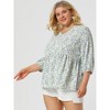 Agnes Orinda Women's Plus Size V Neck Babydoll 3/4 Lantern Sleeve Casual Floral Flowy Blouses - 4 of 4
