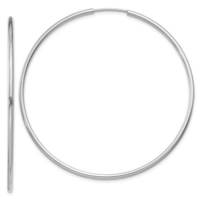 Black Bow Jewelry 1.5mm, 14k White Gold Endless Hoop Earrings, 52mm (2 Inch)