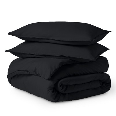 Full Black Ultra-Soft Microfiber Duvet Cover Set