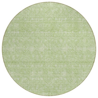 Artichoke Green Mint Green And Ivory Floral Washable Indoor Outdoor Area Rug