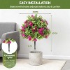 2PCS Artificial Topiary Boxwood Ball Trees with Spike UV Resistant Faux Round Topiary Shrub Plant with Silk Flowers for Porch Outdoor Christmas Decor - 2 of 4