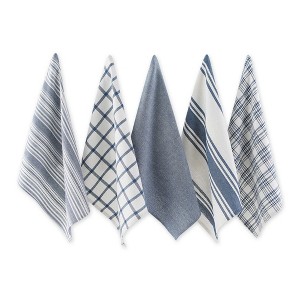 Design Imports Stone Blue Asst Woven Dishtowel Set/5 - 1 of 4