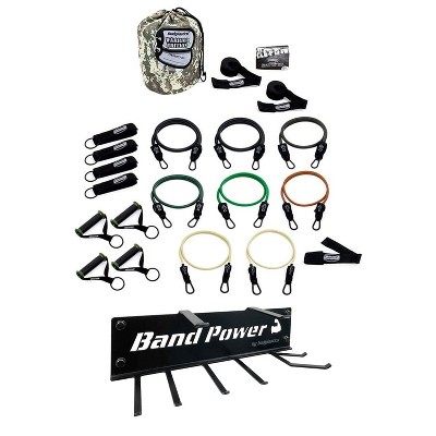Bodylastics BLSET91 22 Piece Full Body Exercise Equipment Warrior Set with Weight Resistance Bands, Handles, Anchors, and Steel Wall 8 Prong Rack