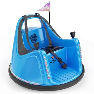 Bumper Buddy Electric Rechargeable Bumper Car for Kids – 360° Spin, Multi-Color Lights, Music, Remote Control, 2 Speeds, 5-Point Safety Harness – Blue - 1 of 4