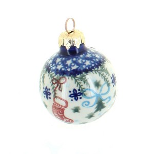 Blue Rose Polish Pottery Vena Small Christmas Ball - 1 of 2