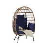 Grid Style Wicker Weaving Patio Egg Chair With Natural Color Rattan And Cushion,Basket Shape Egg Chair With Metal Legs -Maison Boucle - 4 of 4