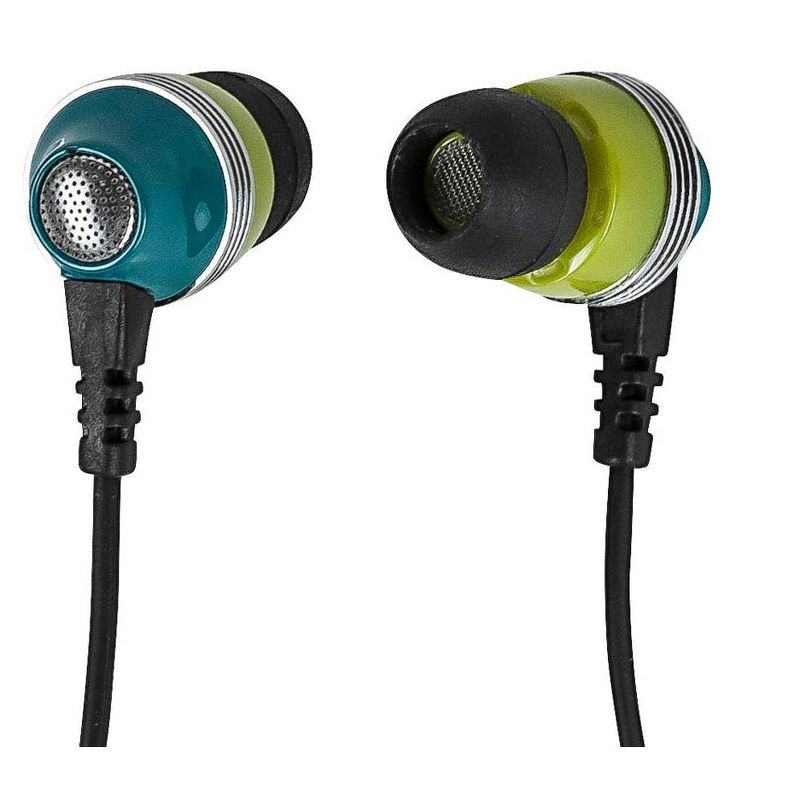 Monoprice Enhanced Bass Noise Isolating Earbuds Headphones - Green With Built-in Microphone and Play/Pause Control, 1 of 4
