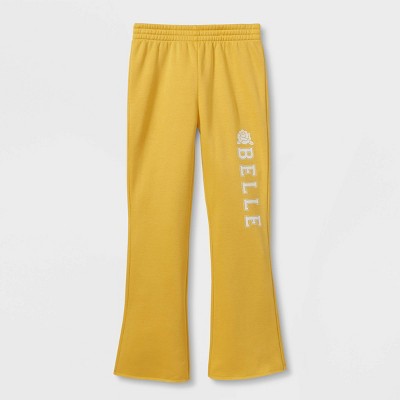 Girls' Disney Princess Belle Dreamy Fleece Sweatpants - Yellow L Plus :  Target