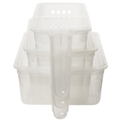 Set of 3 Clear Plastic Rectangular Handy Baskets