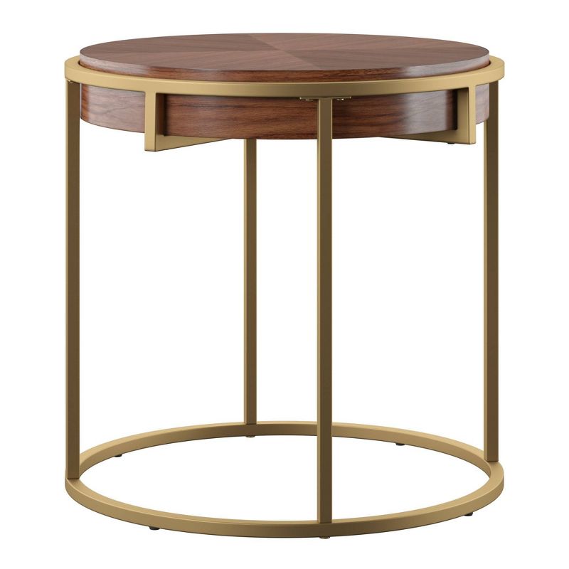 Ervyn Natural Finish End Table with Metal Base Gold - Inspire Q, 1 of 8