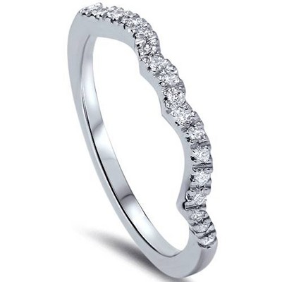 Pompeii3 1/6ct Curved Diamond Wedding Ring 14K White Gold