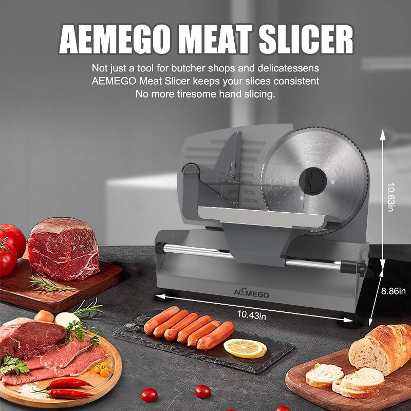 Aemego Food Slicer with Removable Stainless Steel Blade, Adjustable Thickness Stainless Steel, 4 of 10