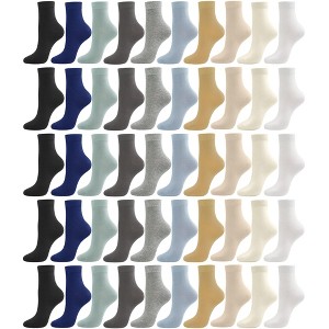 GENTLEAGU Women's Lightweight Viscose Bamboo Crew Socks - Thin, Soft & Elastic, Assorted Color Casual Style 50 Pairs - 1 of 4