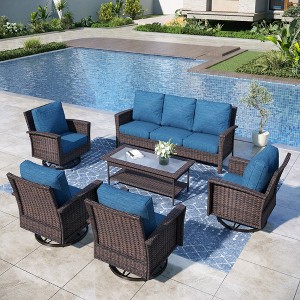 Captiva Designs 6pc Oversized Patio Outdoor Wicker Furniture Conversation Sofa Set with Coffee Table for Garden Yard Porch - 1 of 4