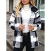Womens Coat Double Fleece Plaid Button Down Collar Pocket Coat - 3 of 4