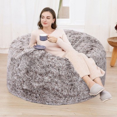 Fluffy Bean Bag Covers Only, Soft PV Velvet Bean Bag Chair Cover for Living Room Bedroom, No Filling