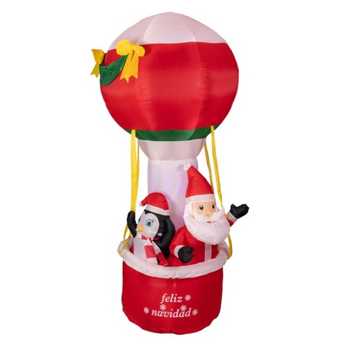 Northlight 8' Lighted Inflatable Feliz Navidad Hot Air Balloon