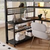 Full Size Metal Loft Bed with Wardrobe, Desk, LED Light, Charge Station, Reversible Staircase, Removable Fabric Pocket & Storage Shelves - ModernLuxe - 4 of 4