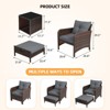 5-Piece PE Wicker Rattan Rattan Seating Patio Conversation Sets With Ottoman - 3 of 4