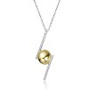 Guili Sterling Silver Two-Tone Necklace with 14K Gold Plated Sphere and Asymmetrical Bar Design - Modern and Elegant Jewelry for Unique Style - 2 of 2