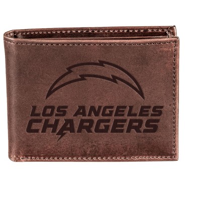 Evergreen NFL Los Angeles Chargers Brown Leather Bifold Wallet Officially Licensed with Gift Box