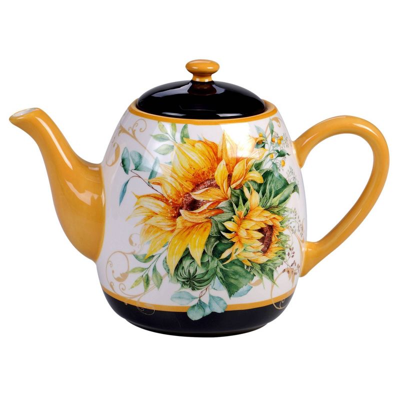 40oz Earthenware Sunflower Fields Teapot - Certified International, 1 of 4