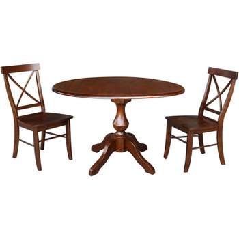 International Concepts 42 inches Round Top Pedestal Table with Two Chairs, Espresso
