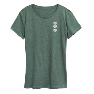 Women's - Instant Message - Gigham Hearts Short Sleeve Graphic T-Shirt - 1 of 4