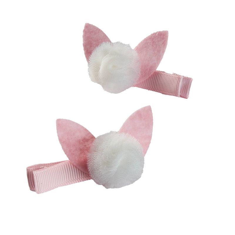 sc&#252;nci Kids Pom-Pom Embellished Bunny Ears Hair Clips - Pink - 2pcs, 3 of 7
