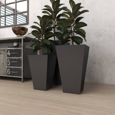 Elegant Black Iron Square Planters for Indoor/Outdoor - Set of 3