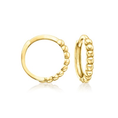 Ross-Simons Italian 10kt Yellow Gold Beaded Huggie Hoop Earrings