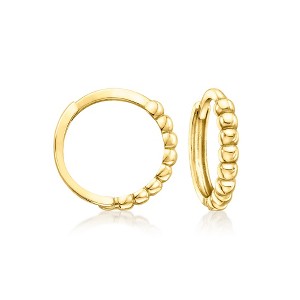 Ross-Simons Italian 10kt Yellow Gold Beaded Huggie Hoop Earrings - 1 of 3