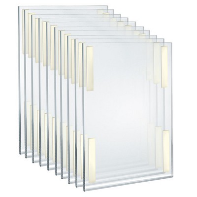 Azar Displays Self Adhesive Clear Acrylic Wall Sign Holder Frame 11" W x 17" H - Portrait / Vertical, 10-Pack