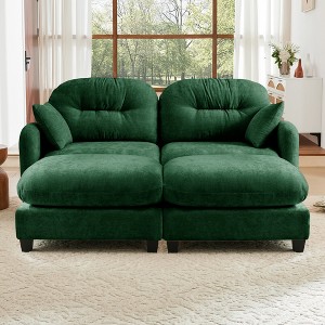 “Cloud” Chenille Sectional Sofa – Tufted High-Density Foam, Ergonomic Arms, Perfect for Bedroom or Small Living Room - 1 of 4