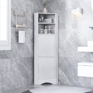 GAOMON Tall Bathroom Corner Cabinet, Floor Freestanding Narrow Tall Cabinet with Doors and  Shelves for Living Room, Bedroom,WHITE - 1 of 4