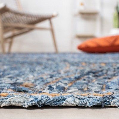 Handmade Blue and Natural Jute 4' x 6' Area Rug