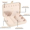 PU Leather Travel Jewelry Case, Portable Organizer with Storage for Rings, Earrings, Necklaces & Bracelets, Apricot - 3 of 4