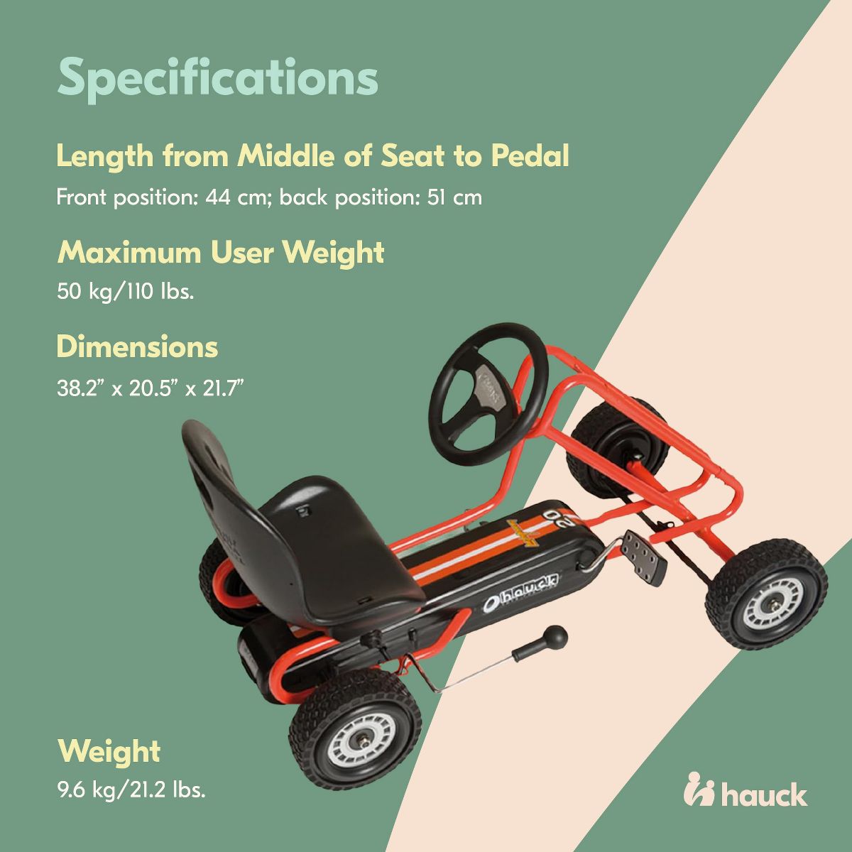 hauck Lightning Ergonomic Pedal Ride On Go Kart Toy for Boys and Girls - thumbnail 5