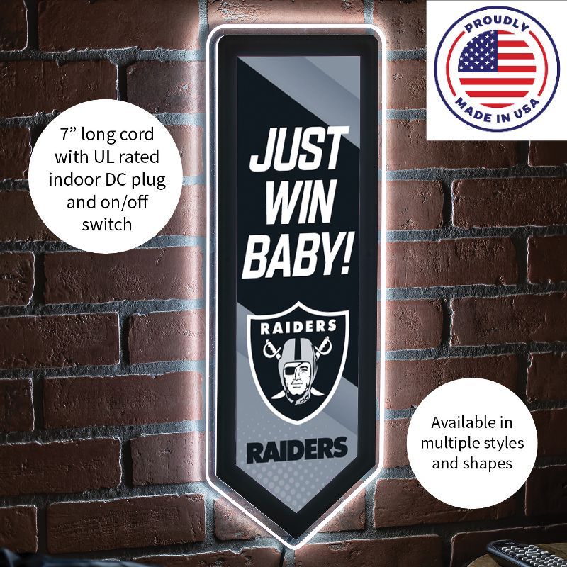 Evergreen Ultra-Thin Glazelight LED Wall Decor, Pennant, Las Vegas Raiders- 9 x 23 Inches Made In USA, 5 of 7