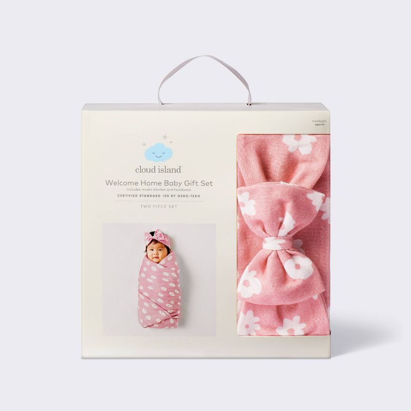 Hospital Muslin Swaddle and Headwrap Gift Set - Pink - Cloud Island&#8482;, 5 of 6
