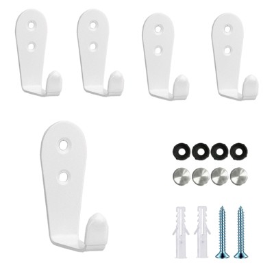 Phiestina 5-Piece Large L-Shaped Stainless Steel Hooks Set
