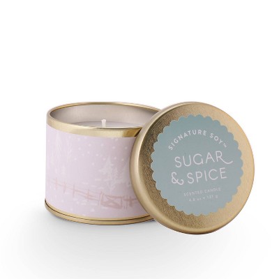 4.8oz Small Round Tin Jar Candle Sugar & Spice - Signature Soy