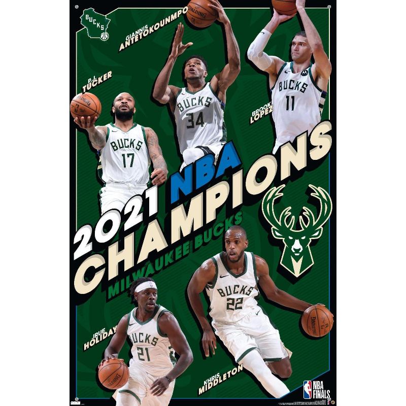 Trends International NBA Milwaukee Bucks  - 2021 NBA Finals Champions Unframed Wall Poster Prints, 4 of 7