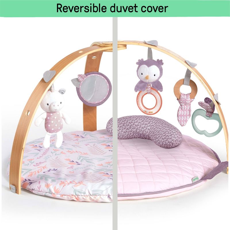 Ingenuity Cozy Spot Reversible Duvet Activity Gym with Wooden Toy Bar, 4 of 14