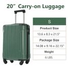SEVOBAL Luggage Hardshell Luggage, Lightweight Durable ABS Suitcase with TSA Lock, 20-Inch Travel Carry-On Luggage, Green, 13.6"*8.3"*21.5" - 3 of 4