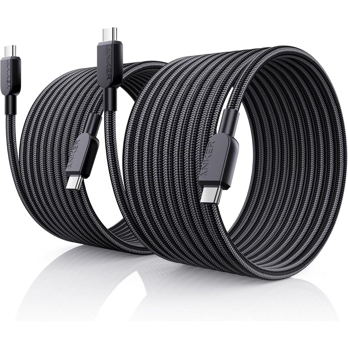 Anker USB C to USB C Cable, 240W Fast Charging Cord (2-Pack, 10 ft, Black) | For iPhone 17 / 16 Series, MacBook Pro 2020, iPad Air 4, and More